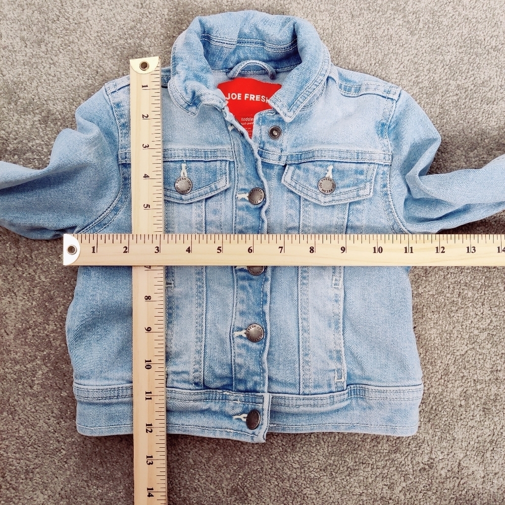 Joe Fresh Girl's Jean Jacket Size 4T Lace Heart Embroidered Denim Cotton Boho - Picture 4 of 5